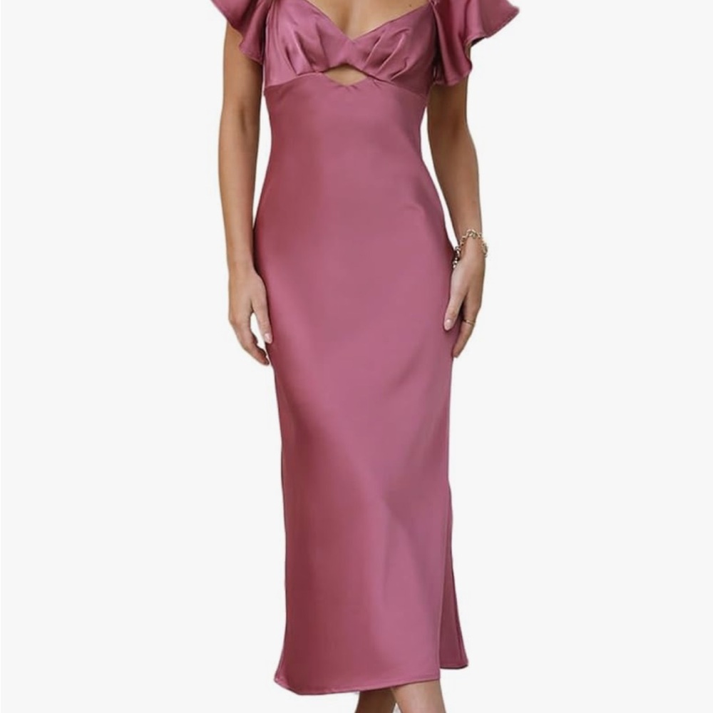 Summer Satin Flutter Sleeve Dress